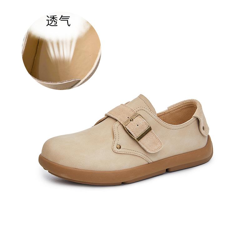 

Кожаные маленькие белые туфли женские 2025 весна новые ретро женские туфли на плоской подошве повседневные маленькие кожаные туфли с пряжкой на ремне модные туфли 40 абрикосовый