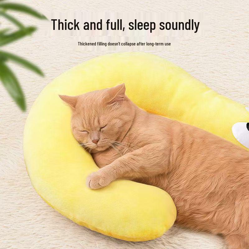 Soft Cat and Dog Sleeping Pillow Toy with Neck Support for Small Pets