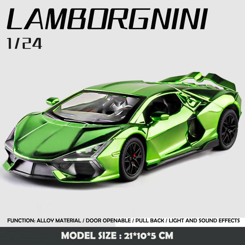 Simulation 1/24 Lamborghini Revuelto Super Car Model with Sound Light Children Boy Birthday Gift Miniature Voiture Home Decor
