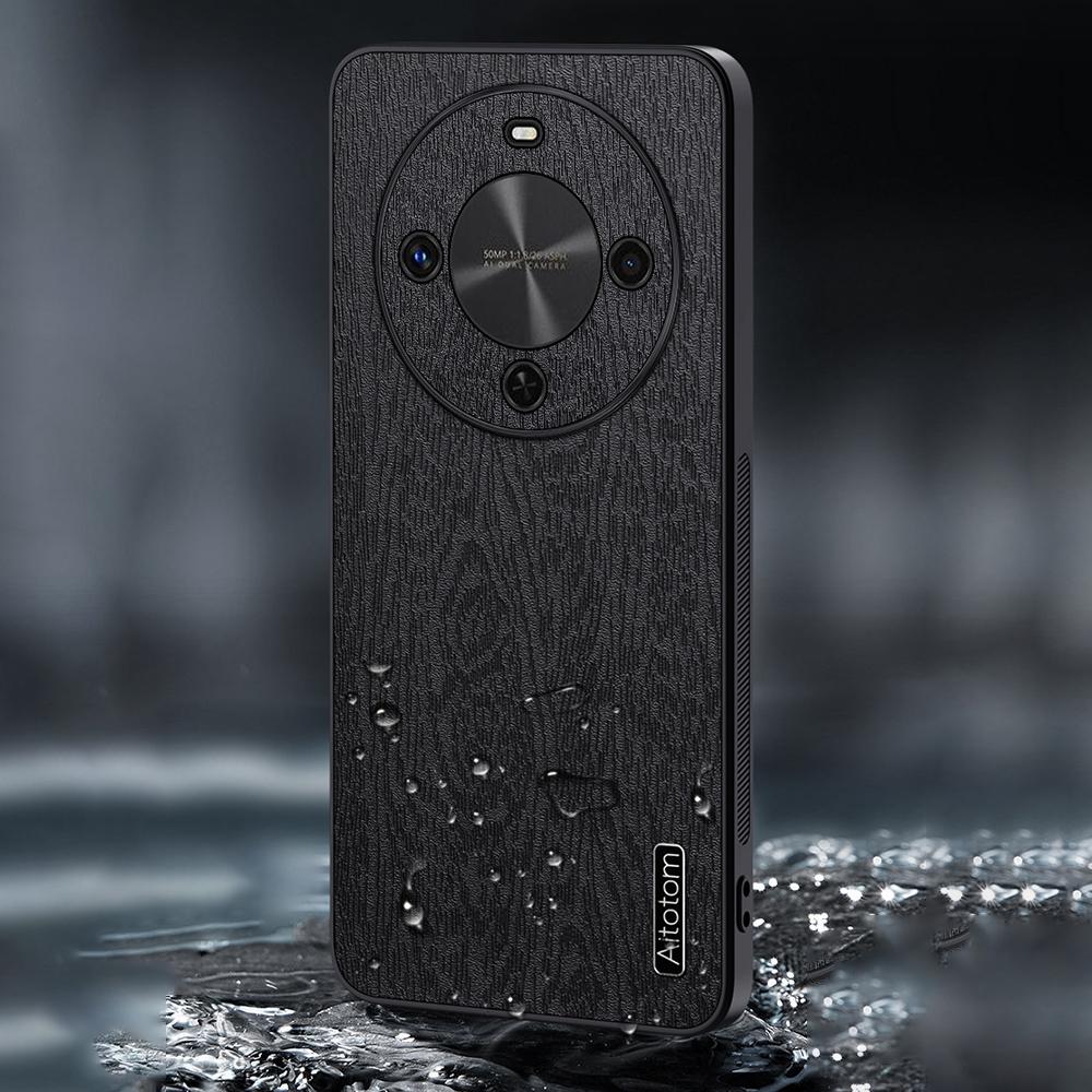 For Honor X70 5G Case Wood Texture PU Leather Coated PC TPU Phone Cover