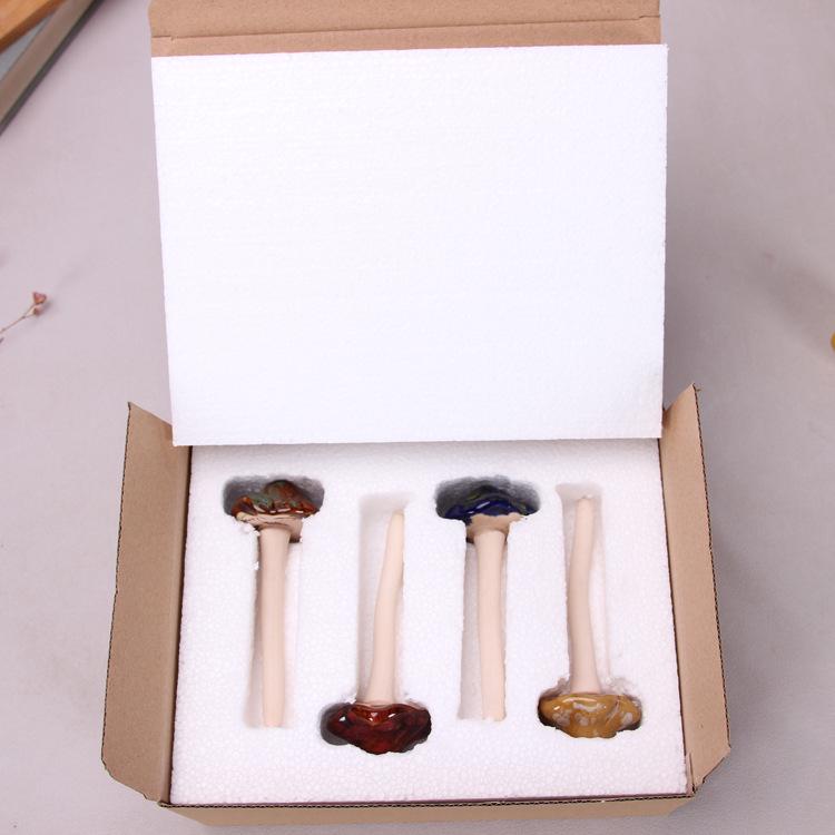 Colored Glazed Ceramic Mushroom Garden Ornaments