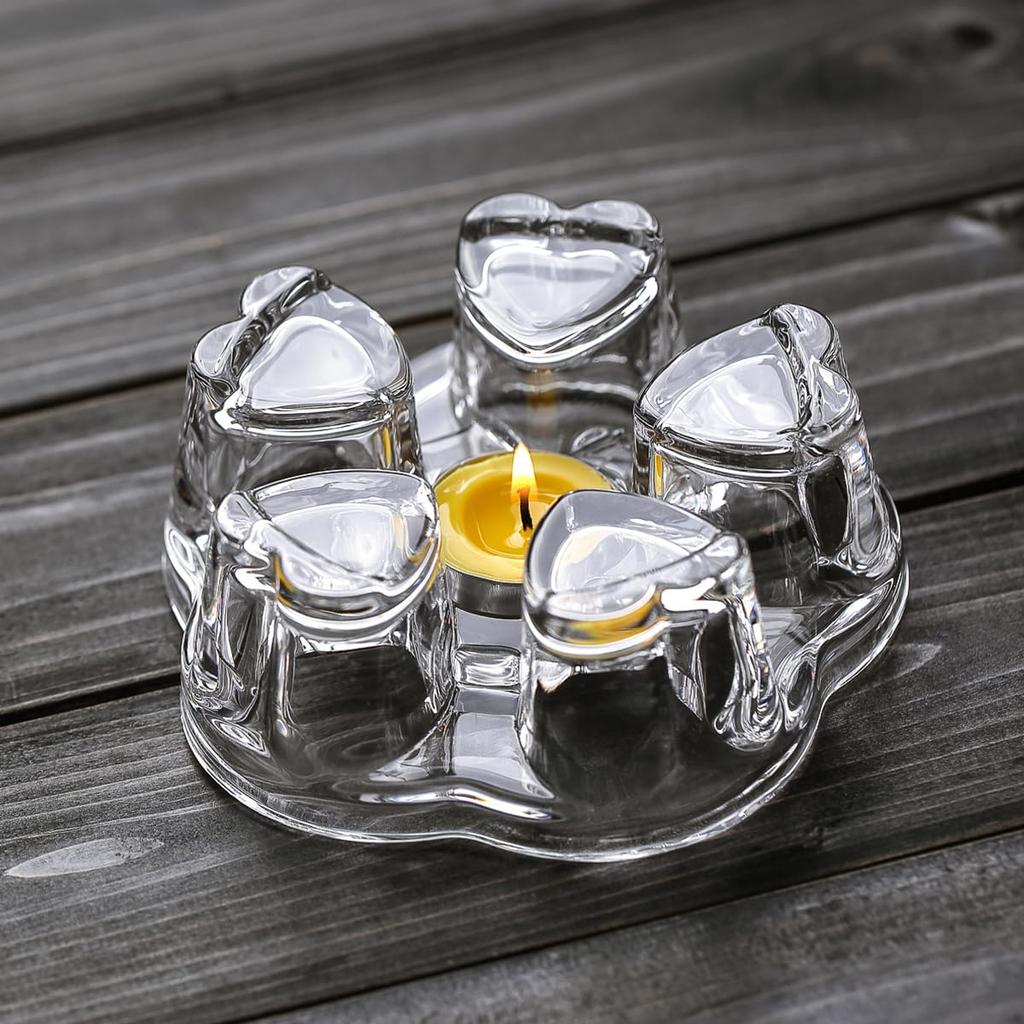 Pokaro Tea Star-Shaped Transparent Tea Warmer, Heat-Resistant Glass Teapot Warmer, 3.9cm Inner Diameter, Teapot Candle Warmer, Heat-Resistant for
