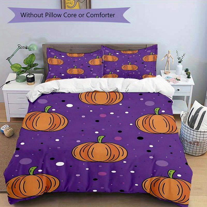 3pcs Pumpkin Pattern Bedding Set, Breathable and Soft, Suitable for All Seasons, Ideal for Home Use, Suitable for Bedroom Decor yy250821197