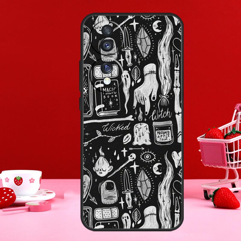 Witchcraft Halloween Cat Dark Witch For Honor Magic 7 5 6 8 Pro Case For Honor 200 400 50 70 90 Lite X8c X8b X9a X9b X9c X9d Win