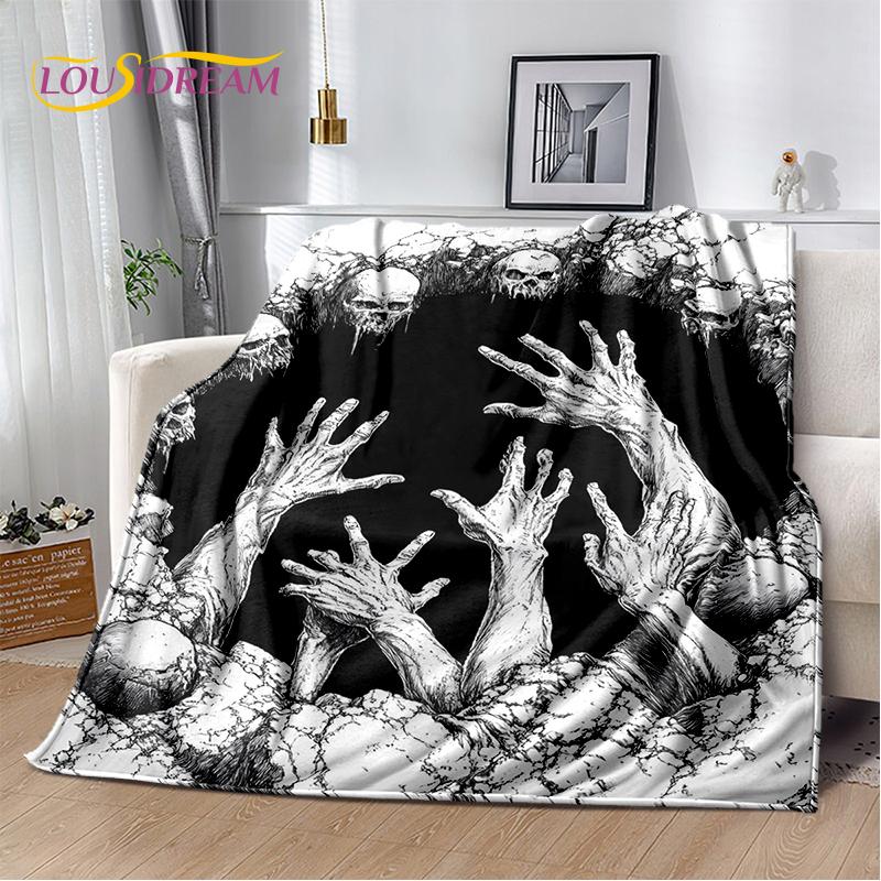 2025 New Gothic Horror Character Skull Ghost Soft Blanket,Soft Throw Blanket for Home Bedroom Bed Sofa Picnic Travel Child Gift