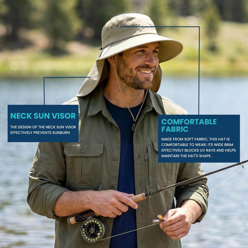JGNGOUL Summer Sun Hats UV Protection Outdoor Hunting Fishing Cap Neck Flap Fisherman Hat Hiking Camping Visor Bucket Hat