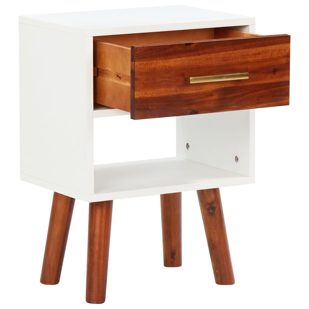 Nightstand Set of 2 Solid Acacia Wood 40 X 30 X 57 Cm