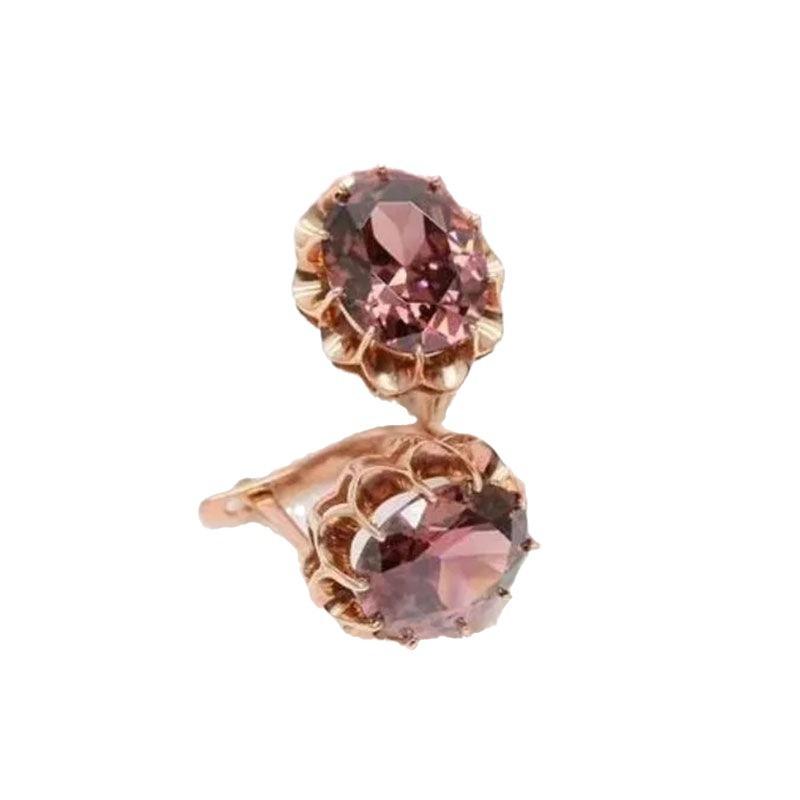 Purple Gold-Plated Rose Gold Smoke-Colored Egg Surface Shiny Zircon Earrings Classic Luxury Temperament Fashion Ear Jewelry