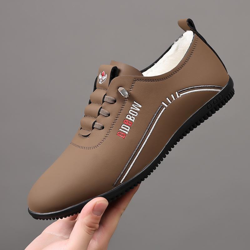 

Summer leather shoes soft leather men s shoes soft sole men s business casual shoes one pedal light velvet cotton shoes 38