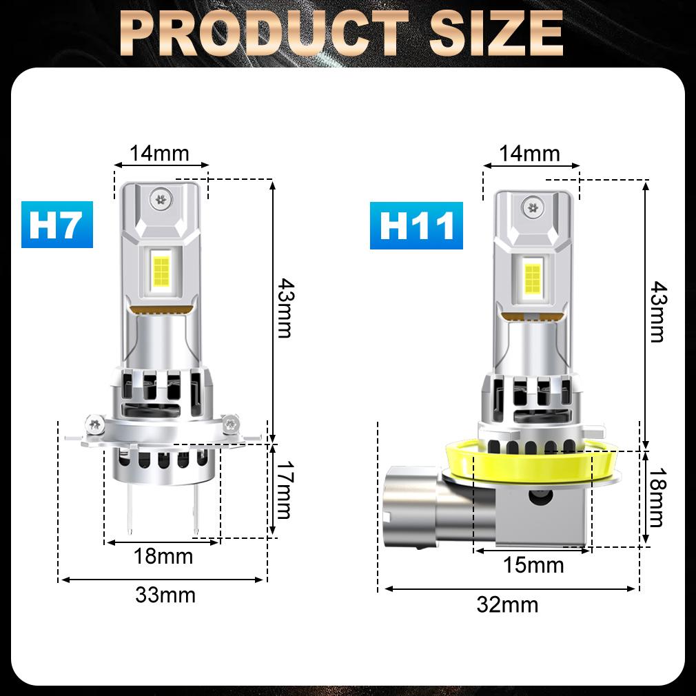 2Pcs 35000LM H7 LED Headlight Canbus Bulbs Mini Wireless H11 LED H8 70W Car Fog Light Turbo Headlamp Auto Plug&Play Lamp 6500K White