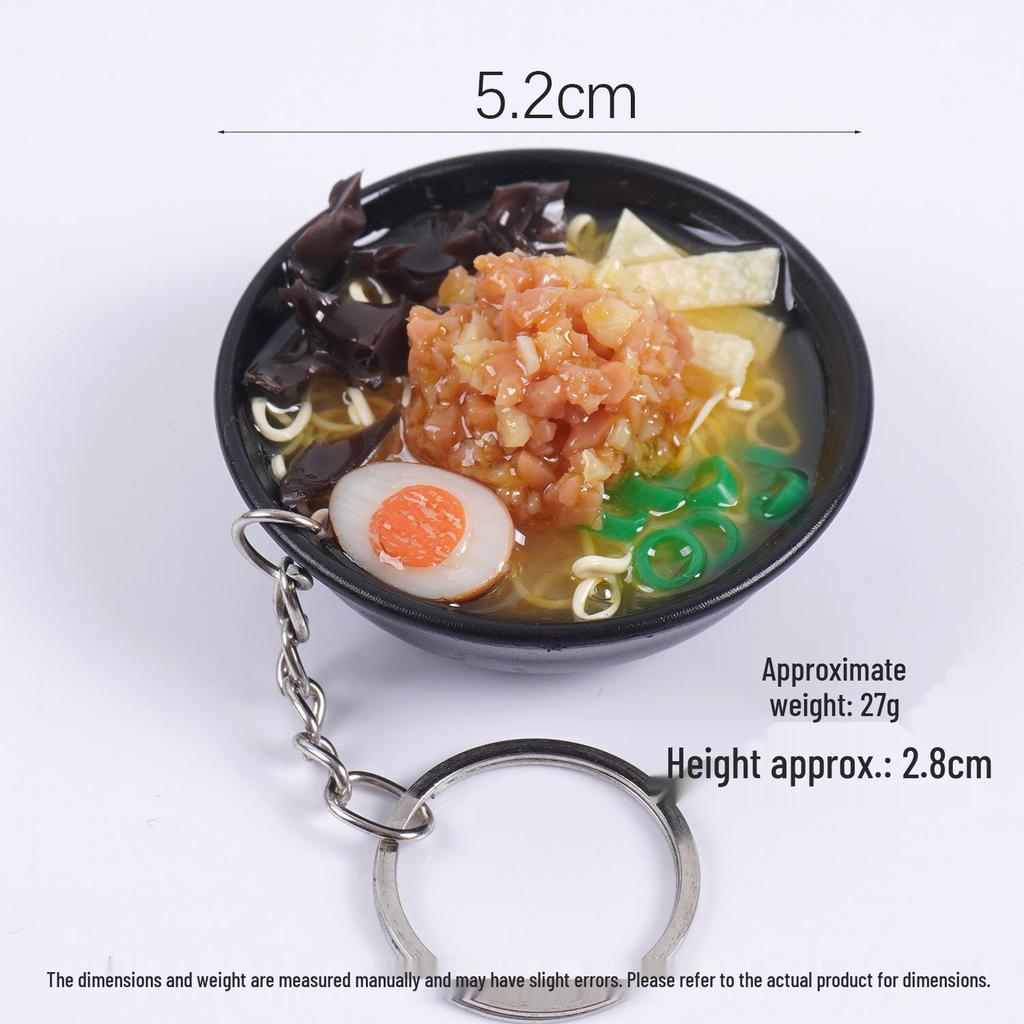 Japanese Ramen Keychain: Large Seafood Noodle Bowl Pendant and Claw Machine Toy