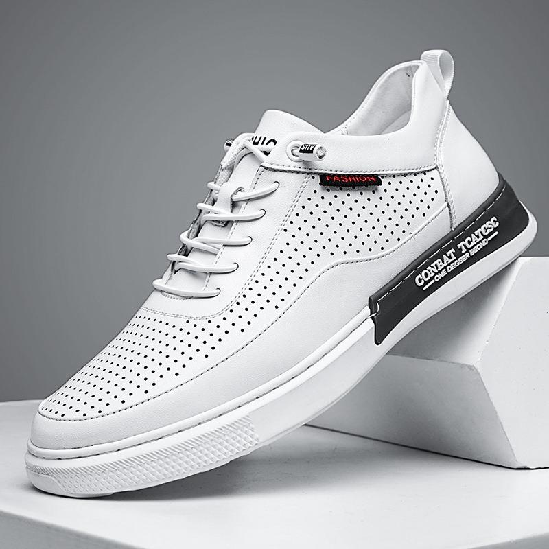 Fashion Luxury Cowhide Hollow Men's Board Shoes Designer Casual Light  Platform Sneakers Male Fashion Soft Sole Autumn Men Shoes