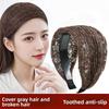 Diadema Ancha Simple con Corona Alta para Accesorios del Cabello. Cinta de Encaje Elegante con Dientes para Cubrir el Cabello Gris.