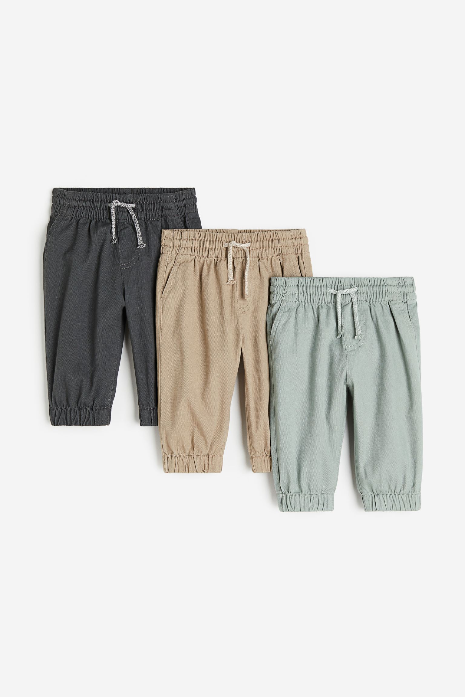 

3-pack cotton twill joggers