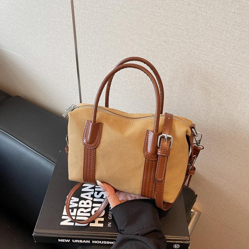 Classic Canvas Duffel Bag with Leather Trim and Adjustable Strap Perfect for Travel and Everyday Use