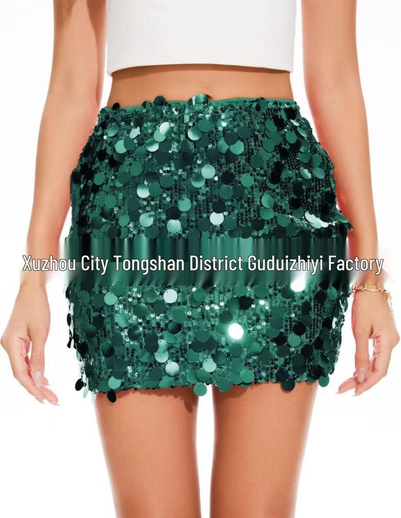 2025 Spring/Summer Women's Irregular Sequin Mini Skirt for Party & Nightclub