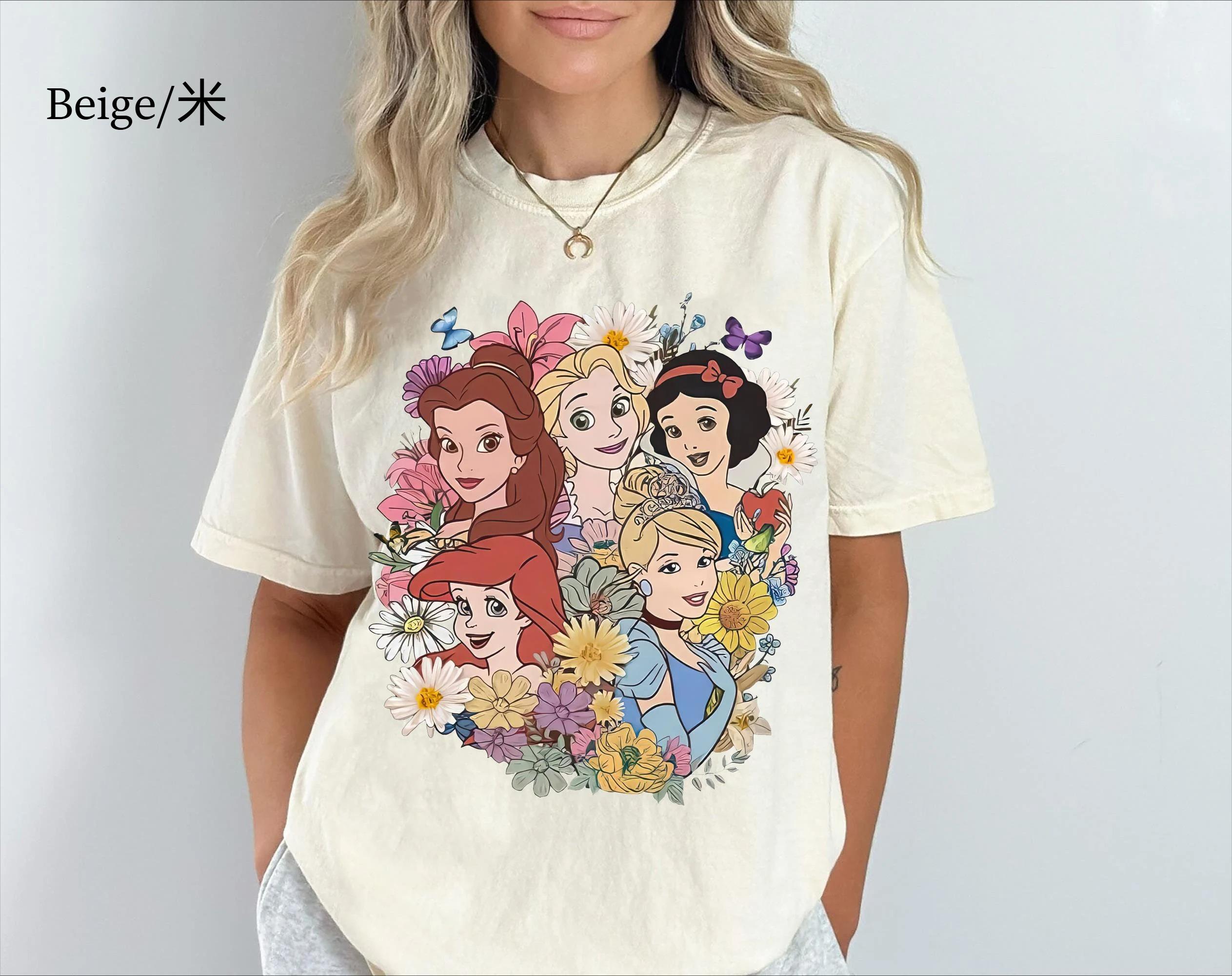 Princess Characters Flower Shirt Floral   Princess Group Sweatshirt Comfort Colors Tee Magic Kingdom S