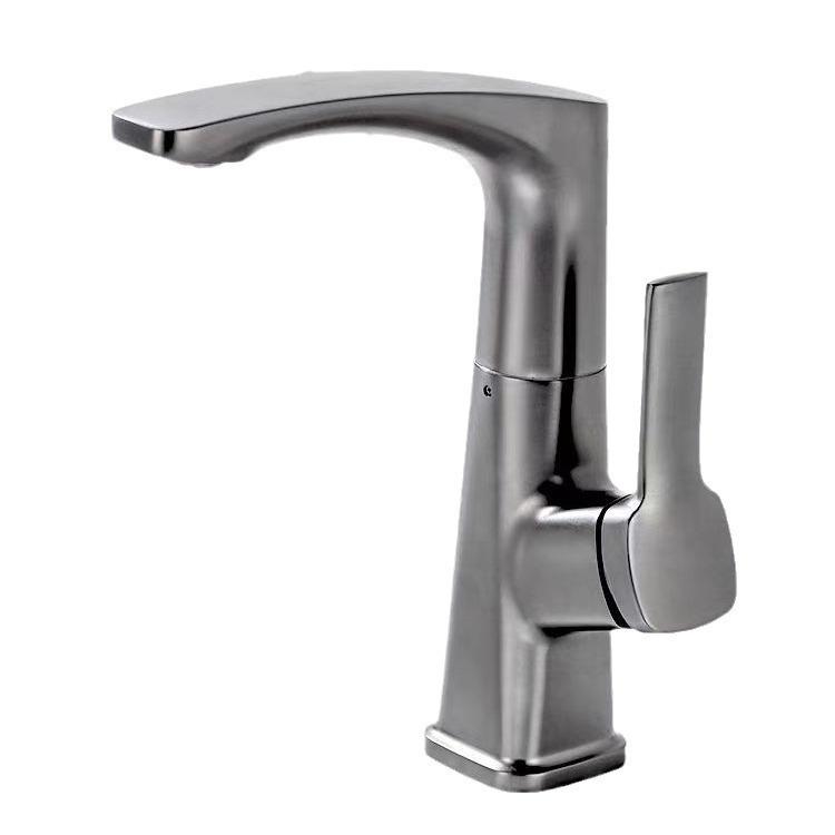 Modern Design Stainless Steel Basin Faucet Luxury Aerated Water Head Hot & Cold Mixer 360 °swivel Basin Taps Single Handle (Dark Grey,Stainless Steel) темно серый