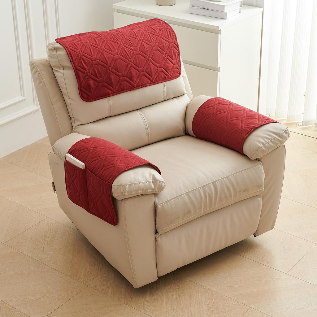 Sofa Armrest Towel Set 3 Pieces With Storage Pocket For Couch Chair Cushion Headrest And Armrest Cover Comfortable Soft Fabric Home Decor