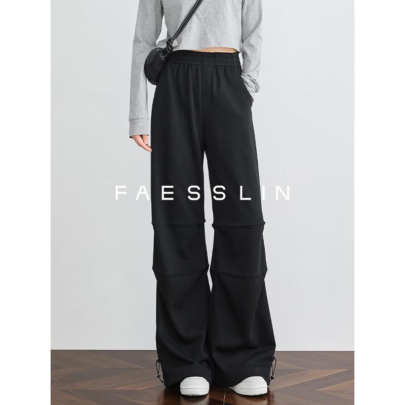 

FAESSLIN Women s High-Waist Straight Wide-Leg Cargo Pants L