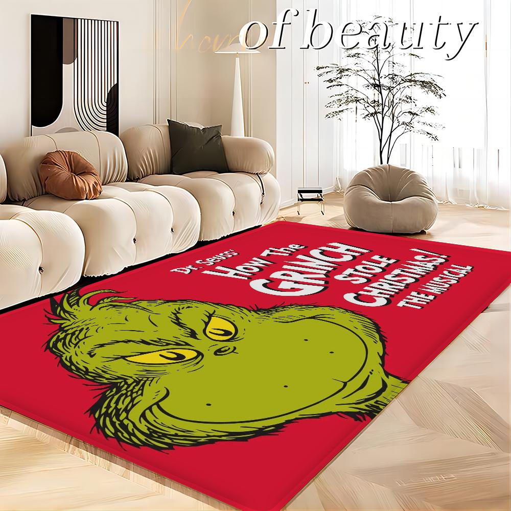 G-GrinchS Merry Christmas Hallway Carpet Washable Non-Slip Living Room Sofa Chairs Area Mat Kitchen Doormat Area Rug