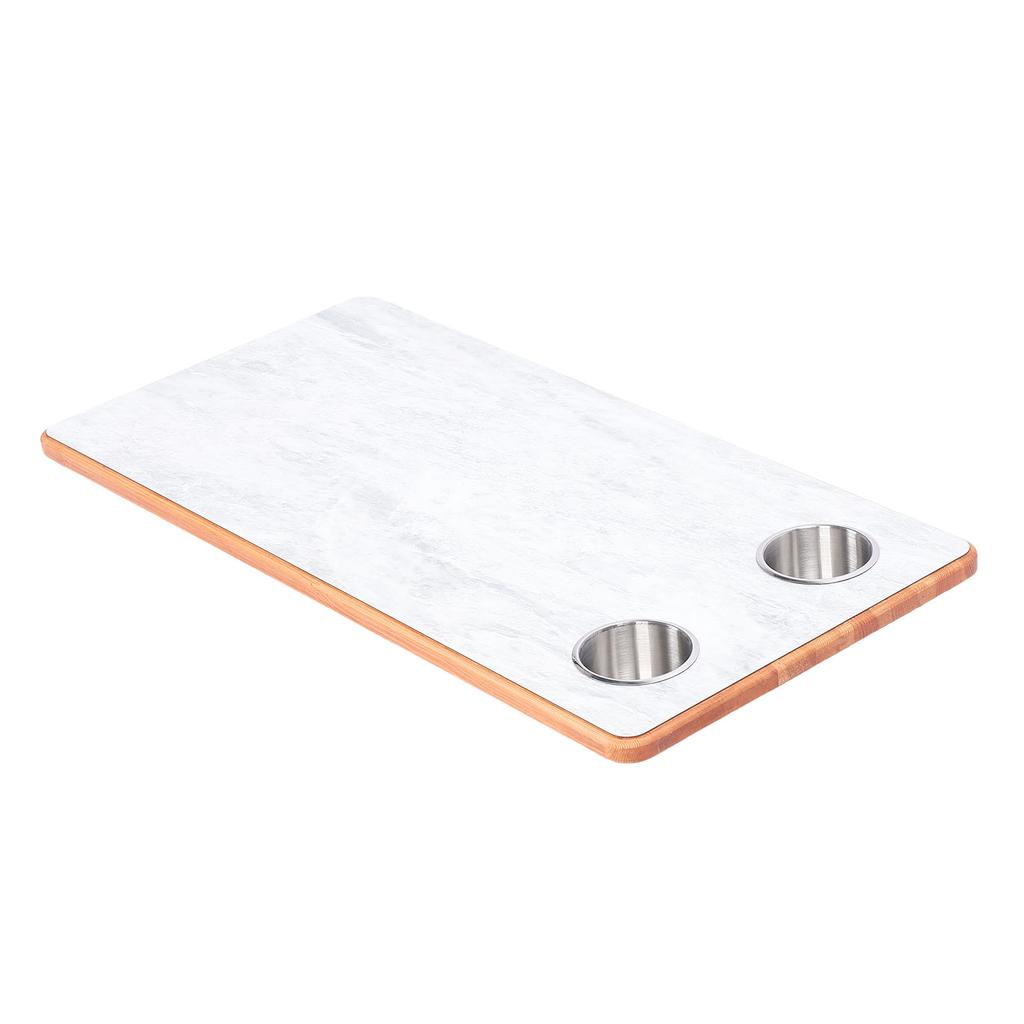 RV Table Top 30.91x15.16in Rectangular Solid Wood Boat Desktop Panel with 2 Stainless Steel Cup Holders for Trailer Motorhome Yacht Boat Deck