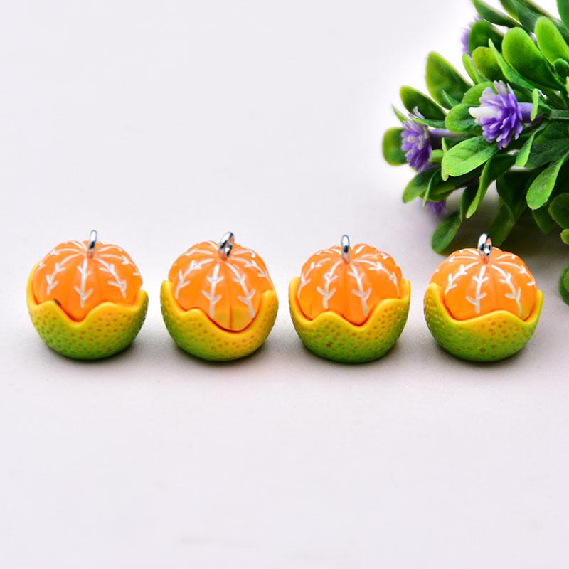 Colorful 3D Cartoon Orange Pendant Keychain - Resin Fruit Toy Jewelry Accessory.