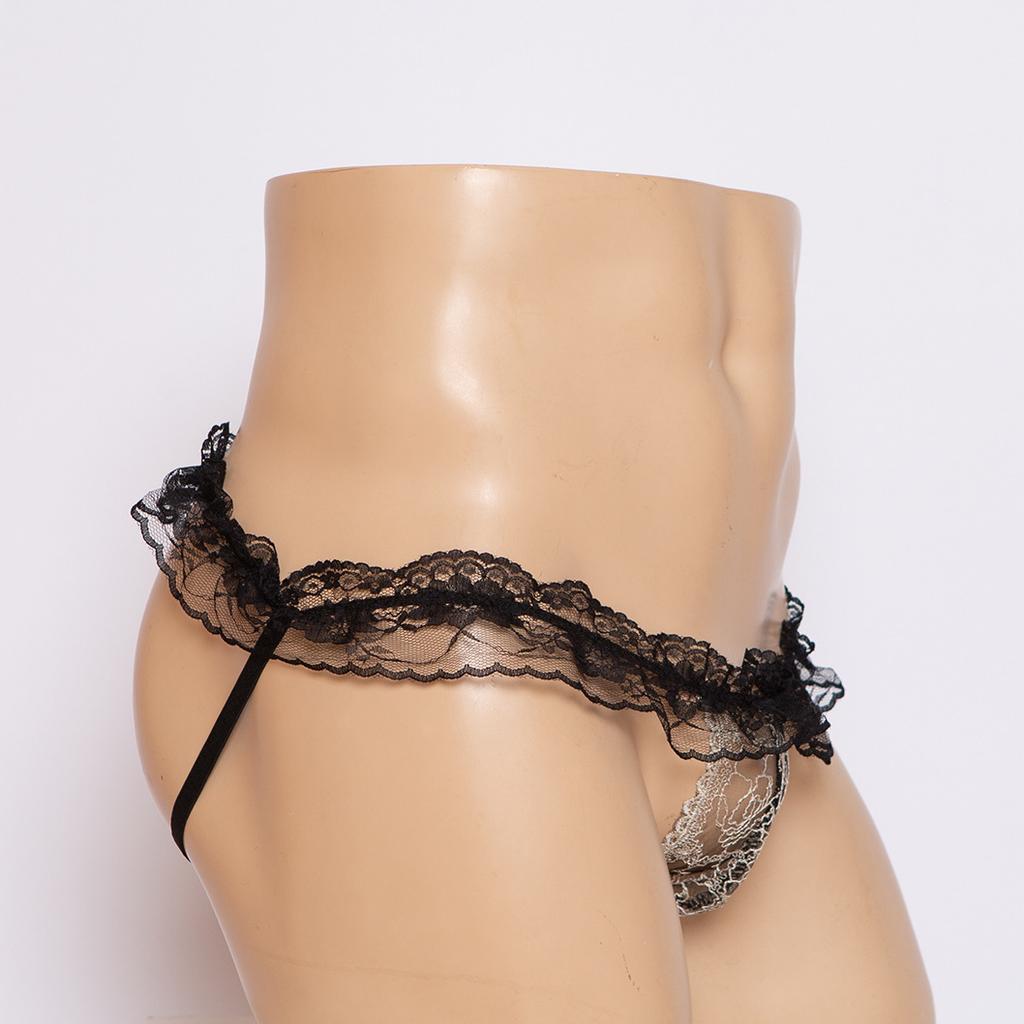 Men's Lace Lingerie, Transparent Sexy Seduction T-shaped Panties T-shaped Panties