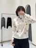 Spring MIU Series Slim Wool Bow Jacquard Cardigan