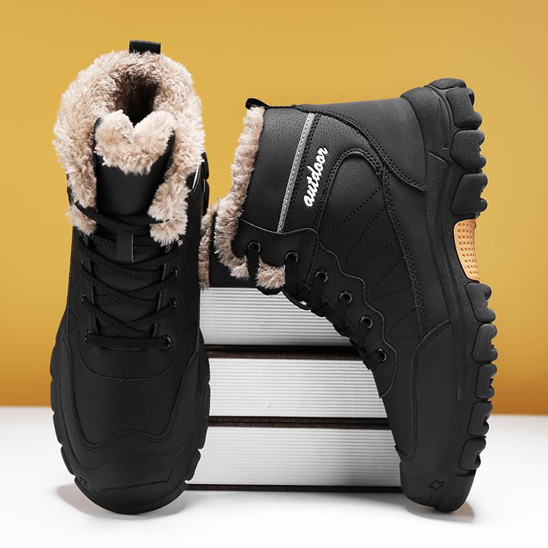 

Зимние мужские ботинки для снега, теплые плюшевые ботинки на шнуровке, мягкие меховые ботинки на плоской подошве, удобные повседневные ботинки для спорта на открытом воздухе для мужчин 39-44 44