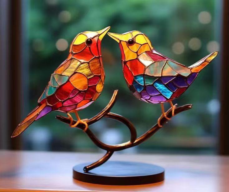 Metal Bird Ornaments Home Decoration Ornaments Hundred Flower Bird Acrylic Home Decoration Living Room and Bedroom Decoration
