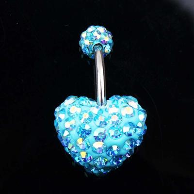 Colorful Heart Crystal Belly Button Rings Surgical Steel Belly Bar Navel Piercing Jewelry Hot Summer Women Body Piercing Jewelry