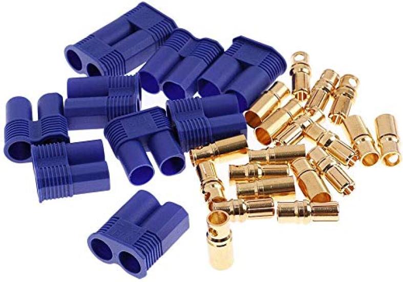5 Pairs EC8 Connector Plug Male Female Gold Bullet Banana Plug Connectors for RC ESC Lipo Devices and Electric Motors 8.0mm