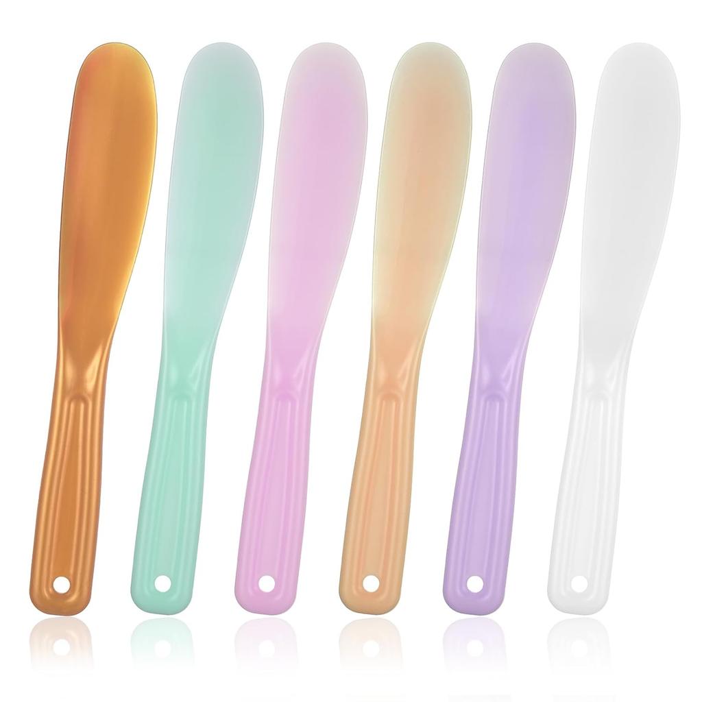 6 Pcs Large Makeup Scoops Spatulas Large Plastic Cosmetic Spatula Face Mask Spatula Reusable Cosmetic Mask Mixing Spoon Scoops Spatulas Beauty Spa