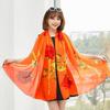 Asciugamano da Spiaggia Oversize in Chiffon Primavera e Autunno Donna Protezione Solare Sciarpa Floreale con Motivo Broccato Sciarpa Lunga