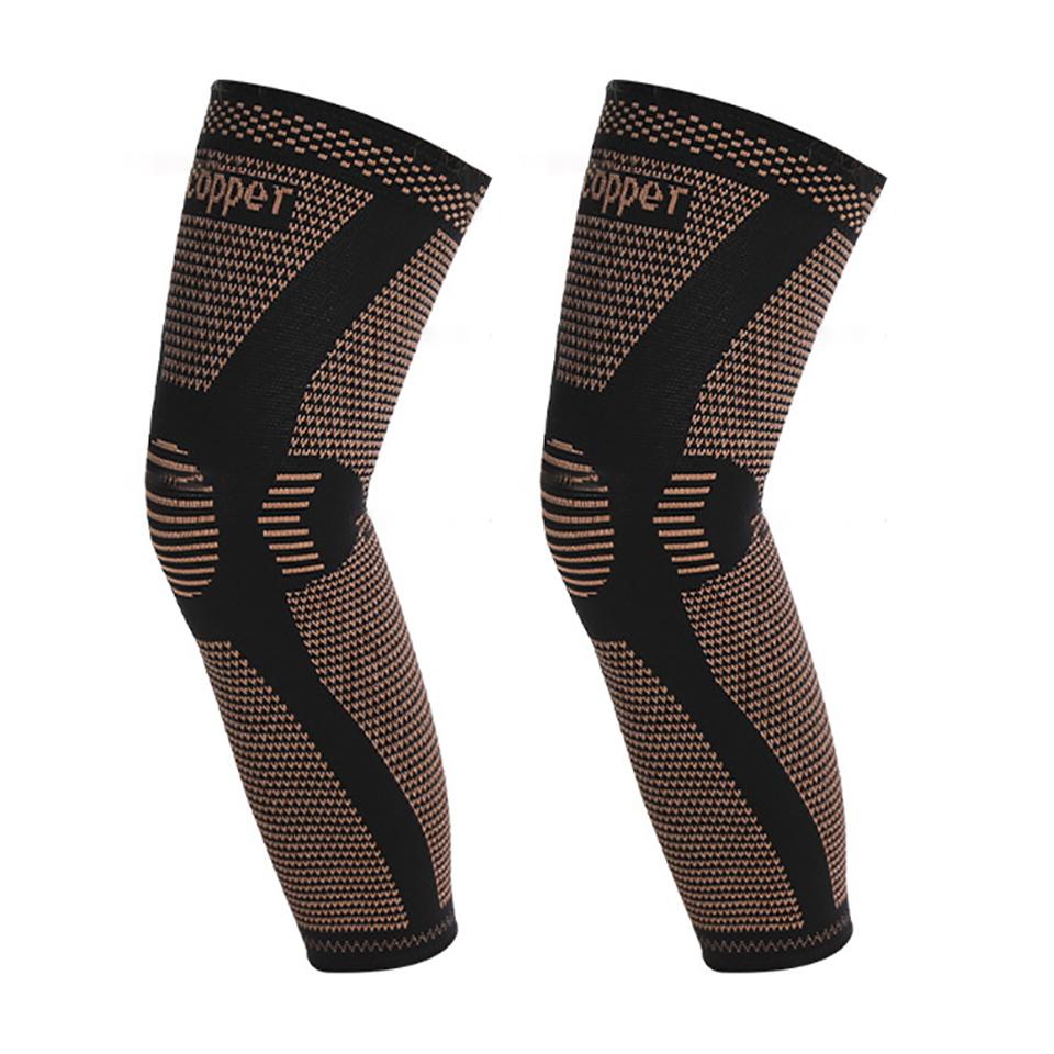 1/2 st Långa Kopparnylon Knäskydd Sport Fitness Dubbelsidig Kula Kompression Knäskydd Artrit Ledsmärta Lindring Knäskydd