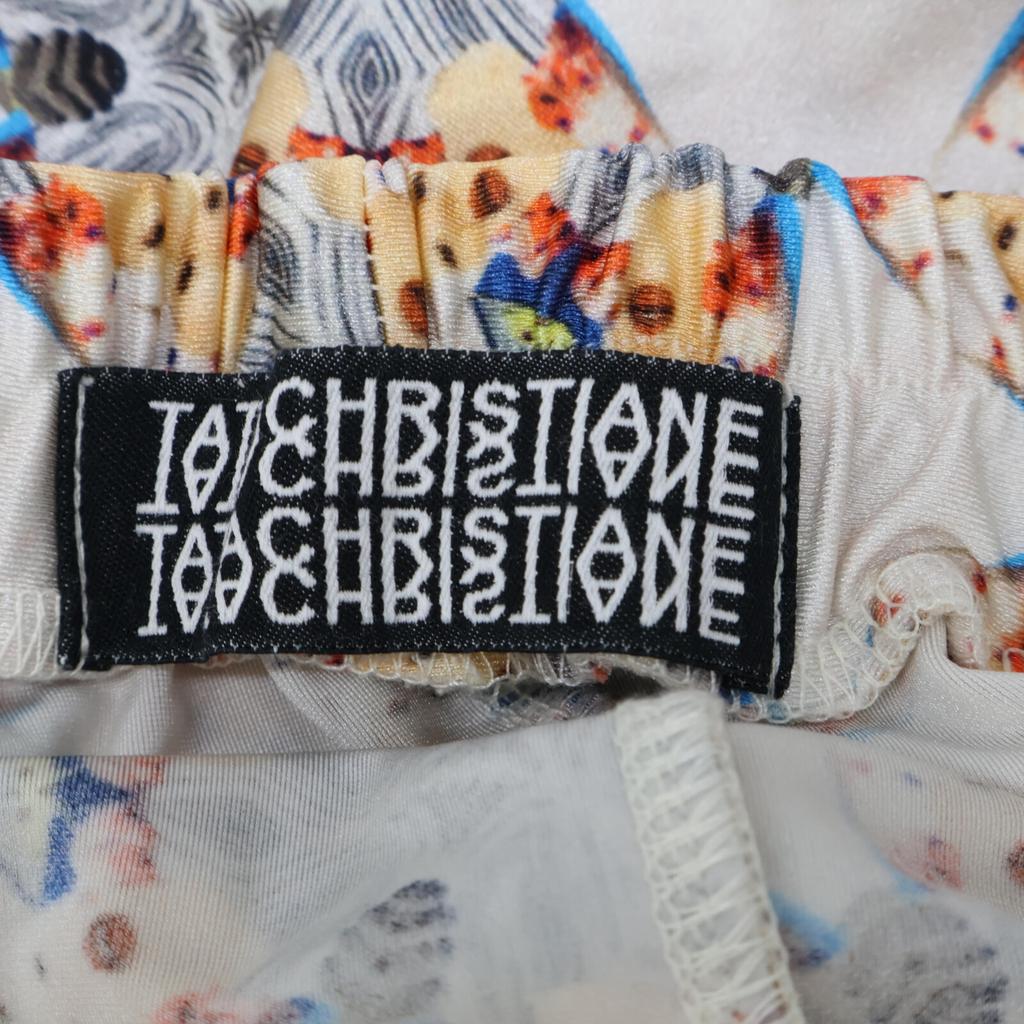 TATA CHRISTIANE White x Silver Material Switching Easy Pants Bottoms Not written multicolorUsed