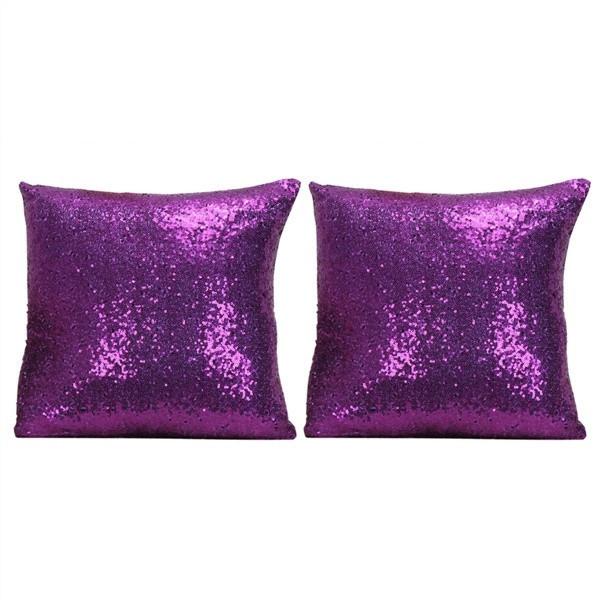 Luxurious Satin Sequin Pillow Cover 17 Inches With Handpainted Floral Design For Home Decor