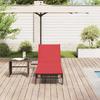 Brown Sun Lounger with Cushion Poly Rattan