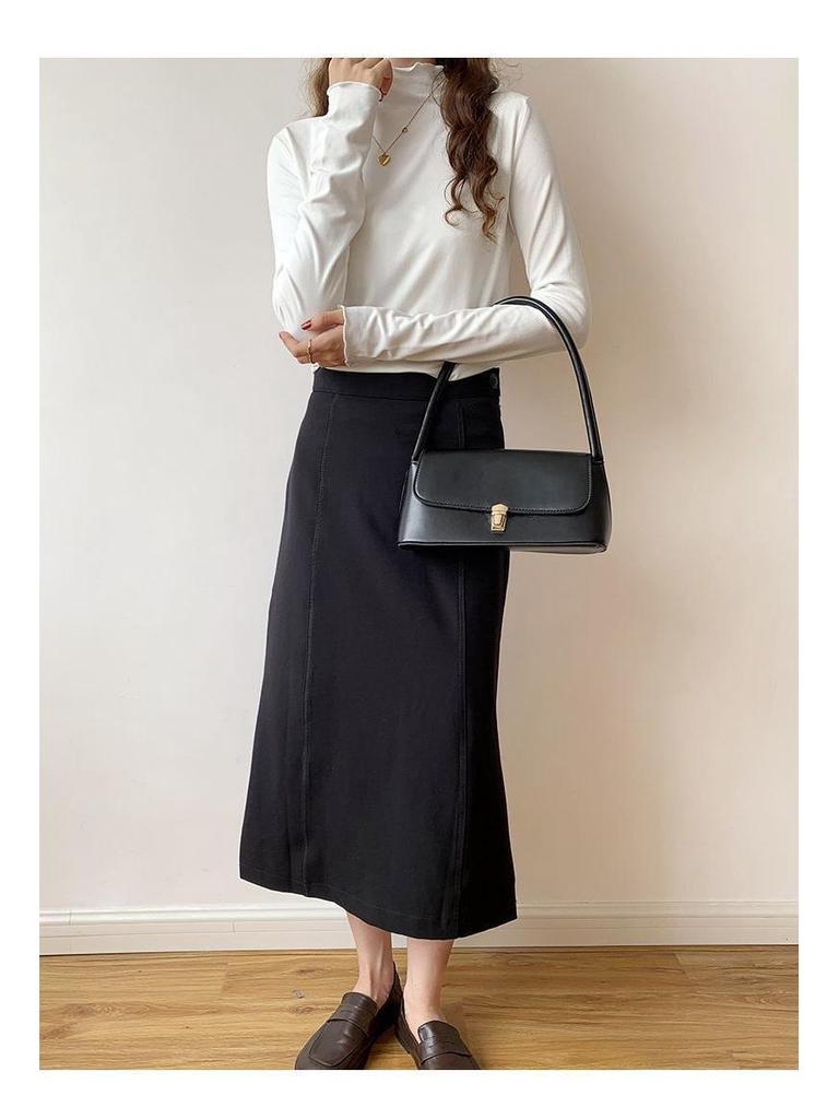 Double-Sided Fleece Semi-High Collar Long-Sleeve Women's Top