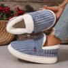 Women's Cozy Plush-Lined Winter Slippers - Soft, Warm, and Breathable White Faux Fur Trim, Non-Slip EVA Sole Snug Fit Slippers | Ribbed Fabric Exterio