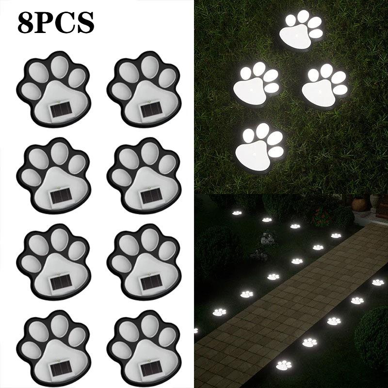 1-12PCS LED Solar Outdoor Light Waterproof Animal Paw Print Lamp for Garden Lawn Patio Summer Camping Home Decor