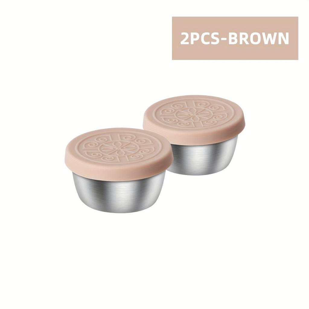 1.6 oz Stainless Steel Salad Dressing Containers with Leak-proof Silicone Lids. Ideal for Lunch Boxes, Picnics & Travel.