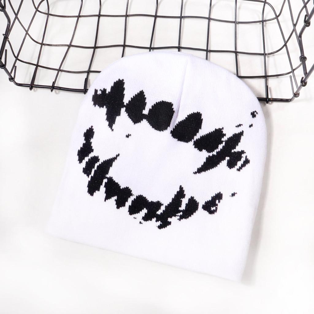 Knit Hat For Men Women With Facial Pattern Warm Winter Streetwear For Fall Season
