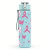 1 PZ Nastro Rosa Simbolo di Consapevolezza Texture 750ml Colore Plastica Borraccia Tappo a Vite Anti-perdita Con Cannuccia Pieghevole Per Sport Ufficio Uso Domestico