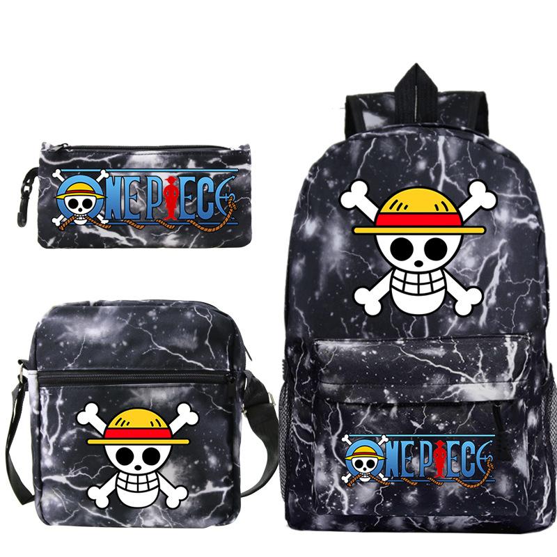 Cartoon Printed Teen Backpack Men's and Women's Student School Bag Three-piece Combination