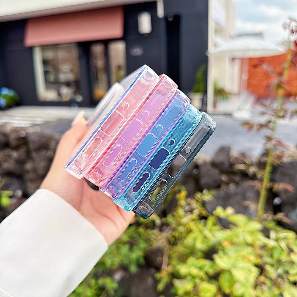 KEYSION Fashion Laser Gradient Colorful Phone Case for Xiaomi Redmi A3 A3X Soft TPU+PC Shockproof Back Cover for Xiaomi POCO C61