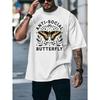 European Size Men'S Casual Crew Neck T-Shirt, Unsociable Butterfly Print, Short Sleeve, Regular Fit, Breathable Knit Fabric, Summer Fashion Top