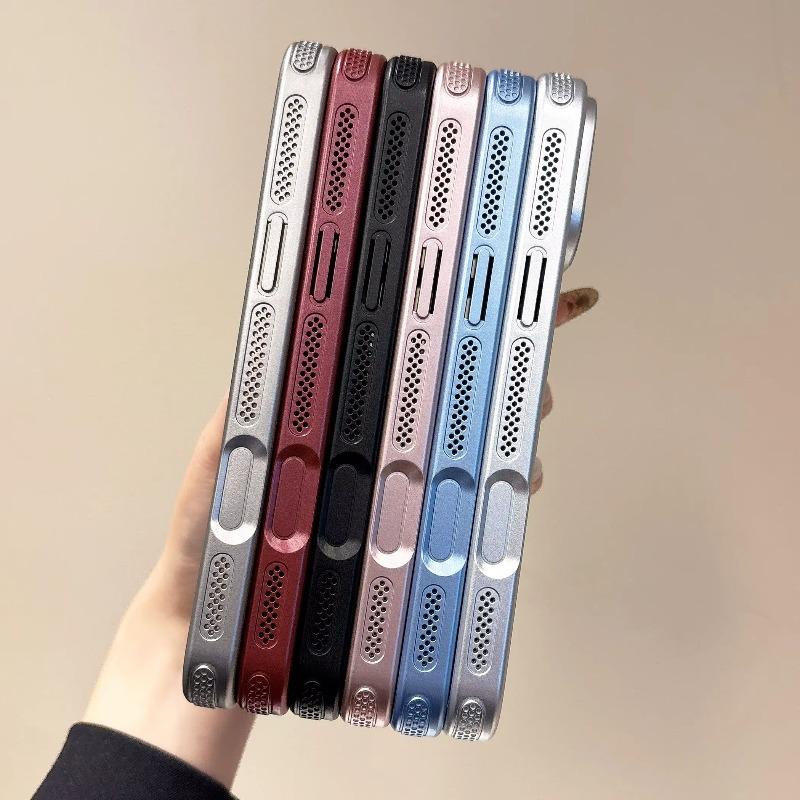 Metal Paint Water Ripple Magnetic Case For iPhone 17 16 15 14 Pro Max For Magsafe Heat Dissipation Bumper Plating Frosted Cover
