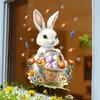 Cute Cartoon Easter Bunny Eggs Butterflies Static Cling Window Stickers No Glue Removable for Bedroom Living Room Study Holiday Decor